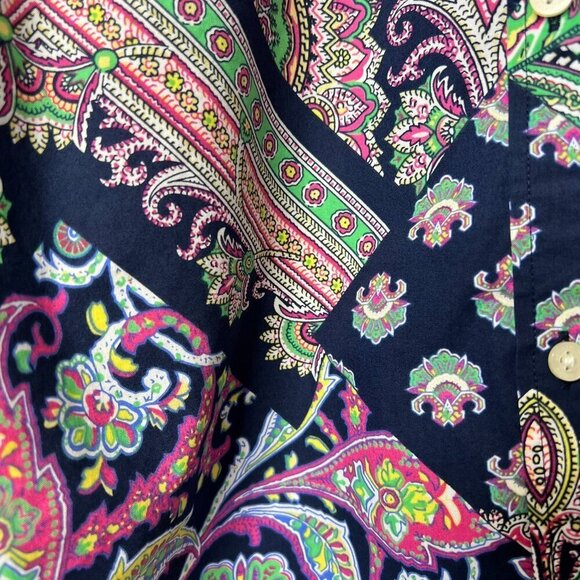 Lauren Ralph Lauren Top Womens Size Large Colorful Paisley Patchwork Non Iron - Picture 6 of 16